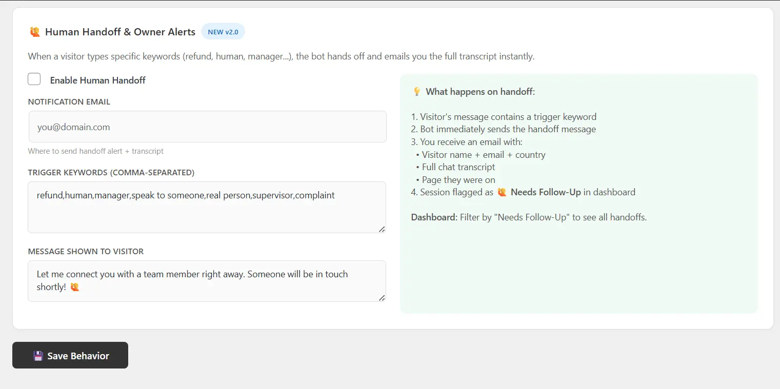 NexioFront medspa software live chat takeover from WordPress admin dashboard with active session controls, transcript view, and team reply interface